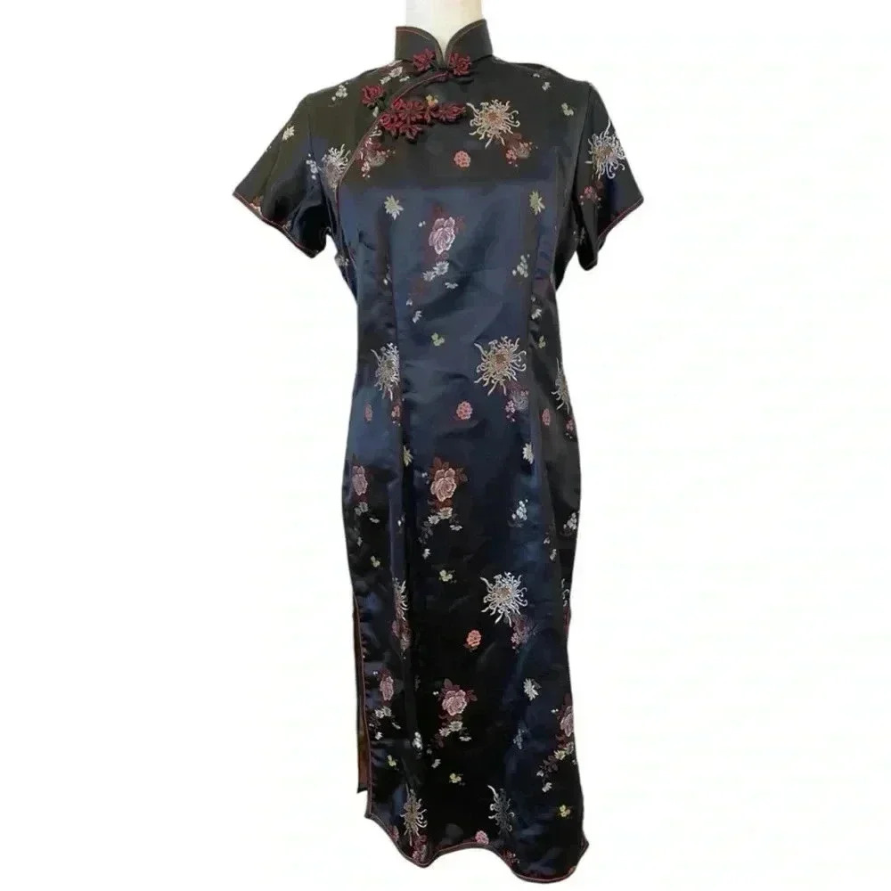 Cathaya Chinese Cheongsam Frog Fastening Silk Dress